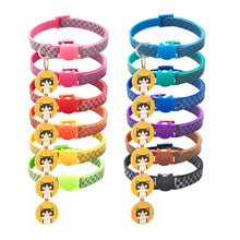 Load image into Gallery viewer, Reflective Pet Collars Grid Adjustable Nylon Buckles Check Plaid Pet Dog Collar Cat Head Pattern Pendant Pet Accessories
