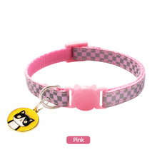 Load image into Gallery viewer, Reflective Pet Collars Grid Adjustable Nylon Buckles Check Plaid Pet Dog Collar Cat Head Pattern Pendant Pet Accessories
