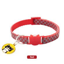 Load image into Gallery viewer, Reflective Pet Collars Grid Adjustable Nylon Buckles Check Plaid Pet Dog Collar Cat Head Pattern Pendant Pet Accessories
