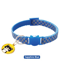 Load image into Gallery viewer, Reflective Pet Collars Grid Adjustable Nylon Buckles Check Plaid Pet Dog Collar Cat Head Pattern Pendant Pet Accessories
