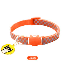 Load image into Gallery viewer, Reflective Pet Collars Grid Adjustable Nylon Buckles Check Plaid Pet Dog Collar Cat Head Pattern Pendant Pet Accessories
