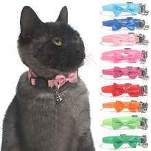Load image into Gallery viewer, Solid Color Soft Pet Cat Collar Bow Tie Nylon Bell Collar For Cats Puppy Pet Supplies Bowknot Cat Collar 21-34cm Adjustable
