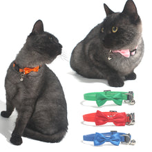 Load image into Gallery viewer, Solid Color Soft Pet Cat Collar Bow Tie Nylon Bell Collar For Cats Puppy Pet Supplies Bowknot Cat Collar 21-34cm Adjustable
