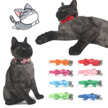 Load image into Gallery viewer, Solid Color Soft Pet Cat Collar Bow Tie Nylon Bell Collar For Cats Puppy Pet Supplies Bowknot Cat Collar 21-34cm Adjustable
