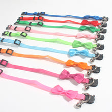 Load image into Gallery viewer, Solid Color Soft Pet Cat Collar Bow Tie Nylon Bell Collar For Cats Puppy Pet Supplies Bowknot Cat Collar 21-34cm Adjustable
