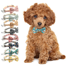 Load image into Gallery viewer, Lovely Daisy Sunflower Print Fabric Cotton Polyester Pet Dog Cat Collar Bow Tie Blue Pink Bowknot Cute for Small Middle Dog Cats
