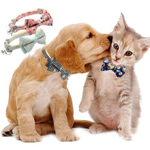 Load image into Gallery viewer, Lovely Daisy Sunflower Print Fabric Cotton Polyester Pet Dog Cat Collar Bow Tie Blue Pink Bowknot Cute for Small Middle Dog Cats
