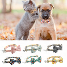 Load image into Gallery viewer, Lovely Daisy Sunflower Print Fabric Cotton Polyester Pet Dog Cat Collar Bow Tie Blue Pink Bowknot Cute for Small Middle Dog Cats
