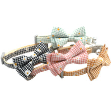 Load image into Gallery viewer, Lovely Daisy Sunflower Print Fabric Cotton Polyester Pet Dog Cat Collar Bow Tie Blue Pink Bowknot Cute for Small Middle Dog Cats
