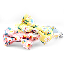 Load image into Gallery viewer, Lovely Daisy Sunflower Print Fabric Cotton Polyester Pet Dog Cat Collar Bow Tie Blue Pink Bowknot Cute for Small Middle Dog Cats
