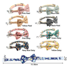 Load image into Gallery viewer, Lovely Daisy Sunflower Print Fabric Cotton Polyester Pet Dog Cat Collar Bow Tie Blue Pink Bowknot Cute for Small Middle Dog Cats
