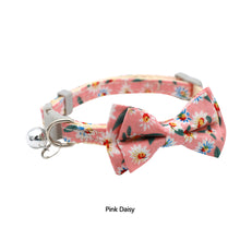 Load image into Gallery viewer, Lovely Daisy Sunflower Print Fabric Cotton Polyester Pet Dog Cat Collar Bow Tie Blue Pink Bowknot Cute for Small Middle Dog Cats
