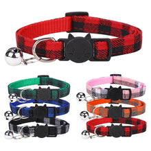 Load image into Gallery viewer, Pet Cat Dog Safety Plaid Cat Collar Buckles With Bell Adjustable Cat Buckle Collars Suitable Kitten Puppy Accessories Supplies
