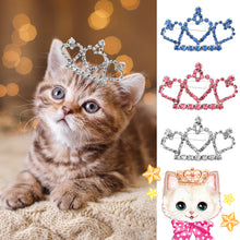 Load image into Gallery viewer, Pet Cat Jewelry Tiara Crown Hair Clip Necklace for Small Dogs Crystal Rhinestone Girls Barrette Grooming Hair Accessories
