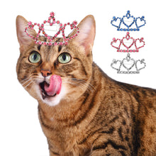 Load image into Gallery viewer, Pet Cat Jewelry Tiara Crown Hair Clip Necklace for Small Dogs Crystal Rhinestone Girls Barrette Grooming Hair Accessories
