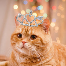 Load image into Gallery viewer, Pet Cat Jewelry Tiara Crown Hair Clip Necklace for Small Dogs Crystal Rhinestone Girls Barrette Grooming Hair Accessories
