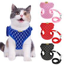 Load image into Gallery viewer, Breathable Mesh Cat Harness and Leash Set Rhinestone Cat Collar Harnesses Vest Pet Traction for Small Medium Dog Cat Puppy
