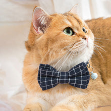 Load image into Gallery viewer, British Style Plaid Pet Cat Collar Buckle Puppy Bow Tie Adjustable Pet Kitten Rabbit Chihuahua Necklace Bowknot Kitty Collars
