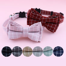 Load image into Gallery viewer, British Style Plaid Pet Cat Collar Buckle Puppy Bow Tie Adjustable Pet Kitten Rabbit Chihuahua Necklace Bowknot Kitty Collars
