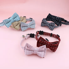 Load image into Gallery viewer, British Style Plaid Pet Cat Collar Buckle Puppy Bow Tie Adjustable Pet Kitten Rabbit Chihuahua Necklace Bowknot Kitty Collars
