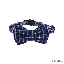Load image into Gallery viewer, British Style Plaid Pet Cat Collar Buckle Puppy Bow Tie Adjustable Pet Kitten Rabbit Chihuahua Necklace Bowknot Kitty Collars
