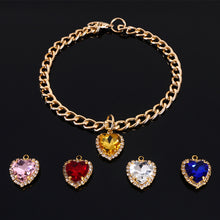 Load image into Gallery viewer, Heart Shape Diamond Inlaid Pet Cat Collar Pets Shiny Crystal Collars Footprints Accessories For Kitten Dog Collar Cat Necklace
