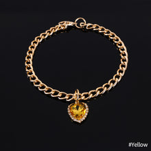 Load image into Gallery viewer, Heart Shape Diamond Inlaid Pet Cat Collar Pets Shiny Crystal Collars Footprints Accessories For Kitten Dog Collar Cat Necklace
