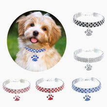Load image into Gallery viewer, 20-35cm Diamond Inlaid Pet Cat Collar Pets Shiny Crystal Elastic cats Collars Footprints Accessories For Kitten Dog Collar Cat Necklace
