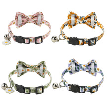Load image into Gallery viewer, Adjustable Flower Pattern Pet Cat Collar with Bell Breakaway Bowknot Clasp Summer Floral Kitten Bow Tie Safety Puppy Necklace Triangle Scarf Pet Accessories
