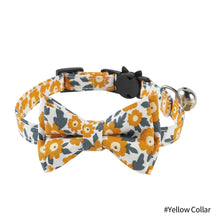 Load image into Gallery viewer, Adjustable Flower Pattern Pet Cat Collar with Bell Breakaway Bowknot Clasp Summer Floral Kitten Bow Tie Safety Puppy Necklace Triangle Scarf Pet Accessories
