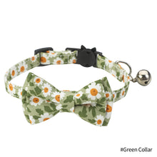 Load image into Gallery viewer, Adjustable Flower Pattern Pet Cat Collar with Bell Breakaway Bowknot Clasp Summer Floral Kitten Bow Tie Safety Puppy Necklace Triangle Scarf Pet Accessories
