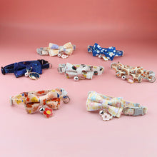 Load image into Gallery viewer, Cute Bowtie Cat Collar with Bell Breakaway Safety Buckle Kitten Collar With Cherry Blossoms Pendant Soft Durable Bow Collars
