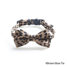 Load image into Gallery viewer, Leopard Print Bowknot Cat Collar Adjustable Buckle Kitty Breakaway Bow Tie with Bells Puppy Chihuahua Small Dogs Collars Pets Supplies
