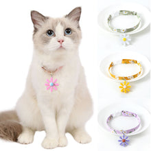 Load image into Gallery viewer, Adjustable Pet Cat Collar Daisy Flower Pattern With Hollow Bell Collar Dog Necklace for Small Middle Dog Cats Rabbits
