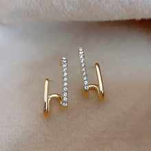 Load image into Gallery viewer, Irregular U-shaped Gold Earrings Design Woman Elegant Gold Rhinestones Ear Stud Fashion Party Girls Jewelry Accessories
