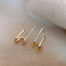 Load image into Gallery viewer, Irregular U-shaped Gold Earrings Design Woman Elegant Gold Rhinestones Ear Stud Fashion Party Girls Jewelry Accessories
