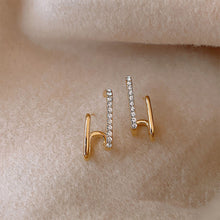 Load image into Gallery viewer, Irregular U-shaped Gold Earrings Design Woman Elegant Gold Rhinestones Ear Stud Fashion Party Girls Jewelry Accessories
