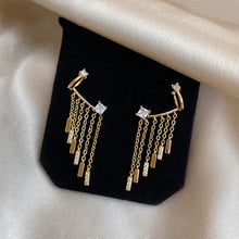 Load image into Gallery viewer, Unusual Ear Clip Tassel Dangle Ear Stud Fashion Gold Zircon Women Girl Earring Luxury Party Elegant Sexy Accessories Jewelry
