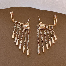 Load image into Gallery viewer, Unusual Ear Clip Tassel Dangle Ear Stud Fashion Gold Zircon Women Girl Earring Luxury Party Elegant Sexy Accessories Jewelry

