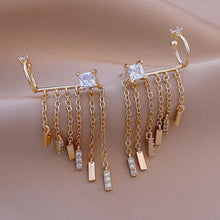 Load image into Gallery viewer, Unusual Ear Clip Tassel Dangle Ear Stud Fashion Gold Zircon Women Girl Earring Luxury Party Elegant Sexy Accessories Jewelry
