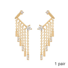Load image into Gallery viewer, Unusual Ear Clip Tassel Dangle Ear Stud Fashion Gold Zircon Women Girl Earring Luxury Party Elegant Sexy Accessories Jewelry
