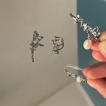 Load image into Gallery viewer, 3pcs/set Fashion Design Zircon Butterfly Ear Bones Clip Silver Earrings Women Elegant Pearl No Piercing Cartilage Ear Jewelry
