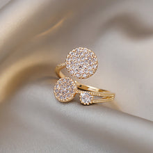 Load image into Gallery viewer, Fashion Exquisite Adjustable Geometric Round Finger Ring Gold Women Girl Temperament Simple Zircon Versatile Open Ring Jewelry
