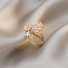 Load image into Gallery viewer, Fashion Exquisite Adjustable Geometric Round Finger Ring Gold Women Girl Temperament Simple Zircon Versatile Open Ring Jewelry
