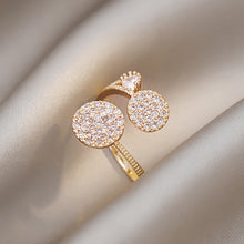 Load image into Gallery viewer, Fashion Exquisite Adjustable Geometric Round Finger Ring Gold Women Girl Temperament Simple Zircon Versatile Open Ring Jewelry
