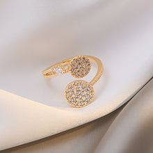Load image into Gallery viewer, Fashion Exquisite Adjustable Geometric Round Finger Ring Gold Women Girl Temperament Simple Zircon Versatile Open Ring Jewelry
