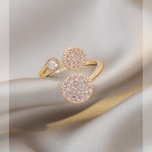 Load image into Gallery viewer, Fashion Exquisite Adjustable Geometric Round Finger Ring Gold Women Girl Temperament Simple Zircon Versatile Open Ring Jewelry
