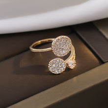 Load image into Gallery viewer, Fashion Exquisite Adjustable Geometric Round Finger Ring Gold Women Girl Temperament Simple Zircon Versatile Open Ring Jewelry
