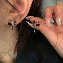 Load image into Gallery viewer, Vintage Goth Black Love Heart Hollow Metal Stud Earrings for Women Girl Trendy Creative Ins Party Aesthetic Jewelry Accessories
