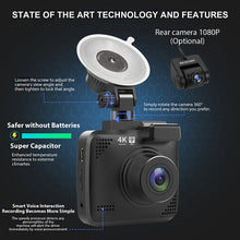 Load image into Gallery viewer, IPS Dash Cam 4K 2160P Recording Car Camera DVR Built-In GPS Wi-Fi Night Vision WDR Motion Detection Loop Recording
